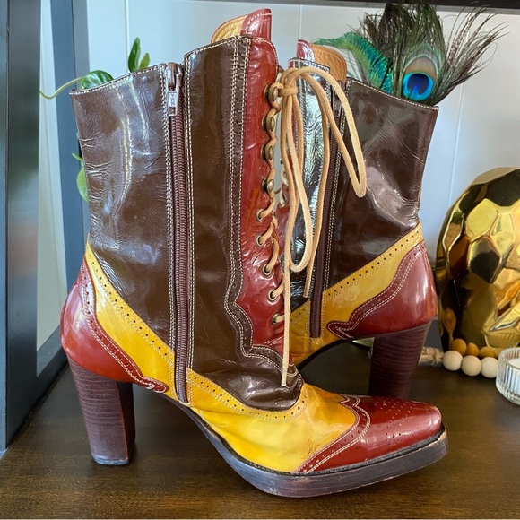 Charlie 1 Horse Sample Artisan Handcrafted Brazil Leather Multi Lace Up Heeled - Picture 2 of 14